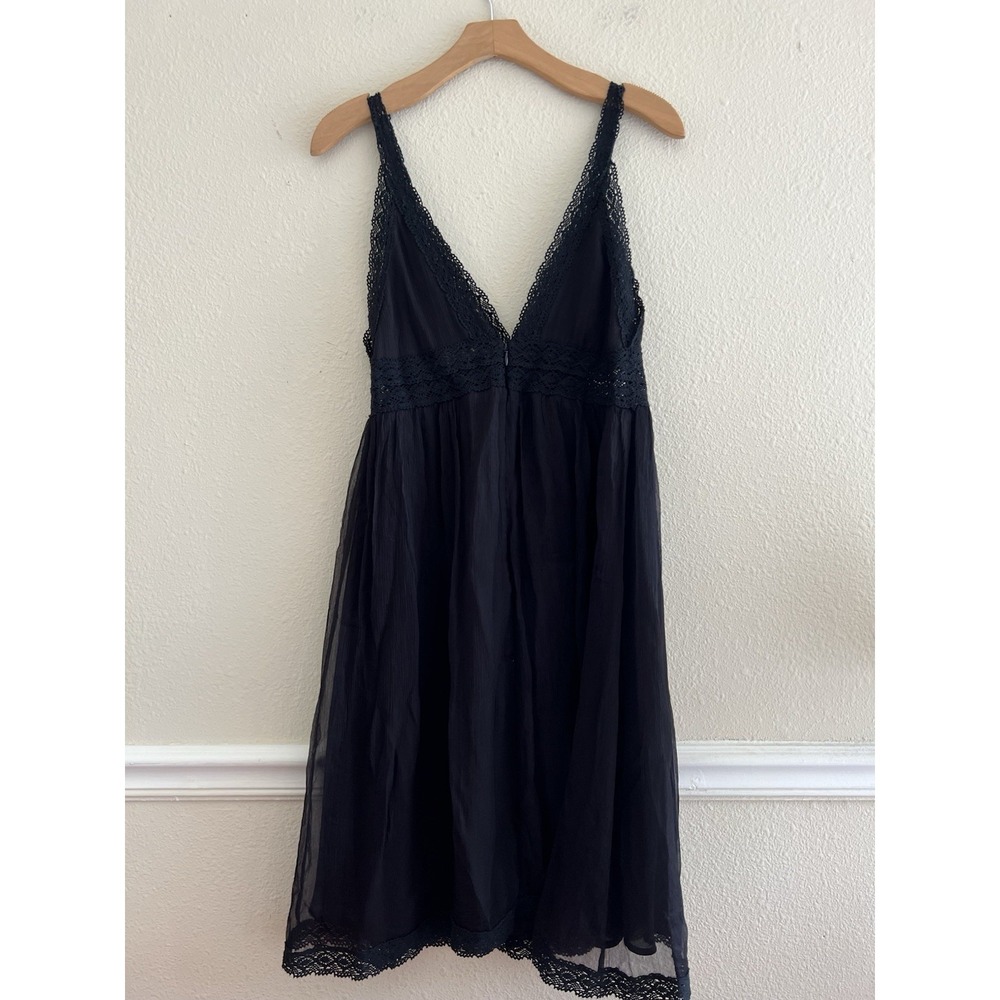 Vintage Forever 21 Black Babydoll Dress Size M Silk Whimsigoth Fairy Coquette - Picture 4 of 11